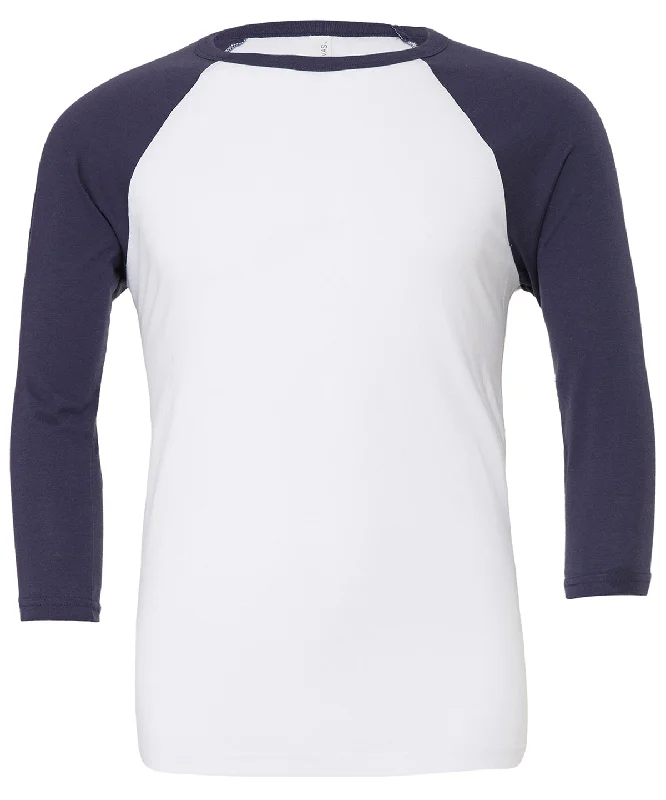 White/Navy - Unisex triblend ¾ sleeve baseball t-shirt