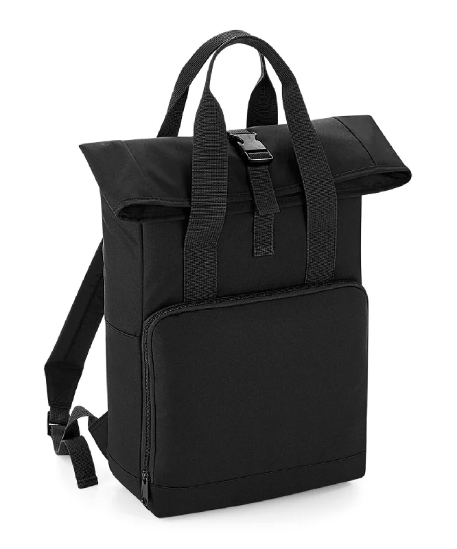 Black - Twin handle roll-top backpack