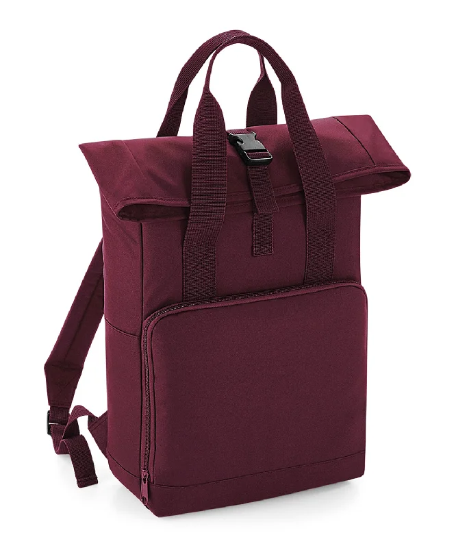 Burgundy - Twin handle roll-top backpack