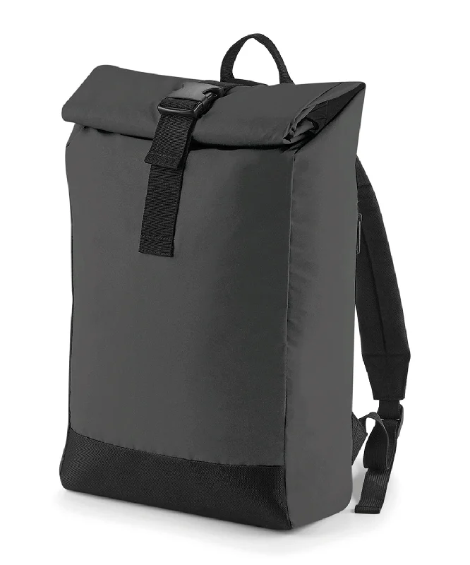 Black Reflective - Reflective roll-top backpack