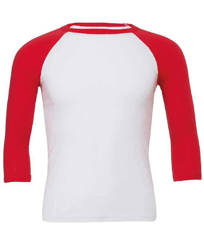 White/Red - Unisex triblend ¾ sleeve baseball t-shirt