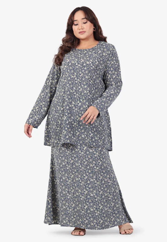 Makayla Raya4All Printed Classic Kurung Set - Blue Polka