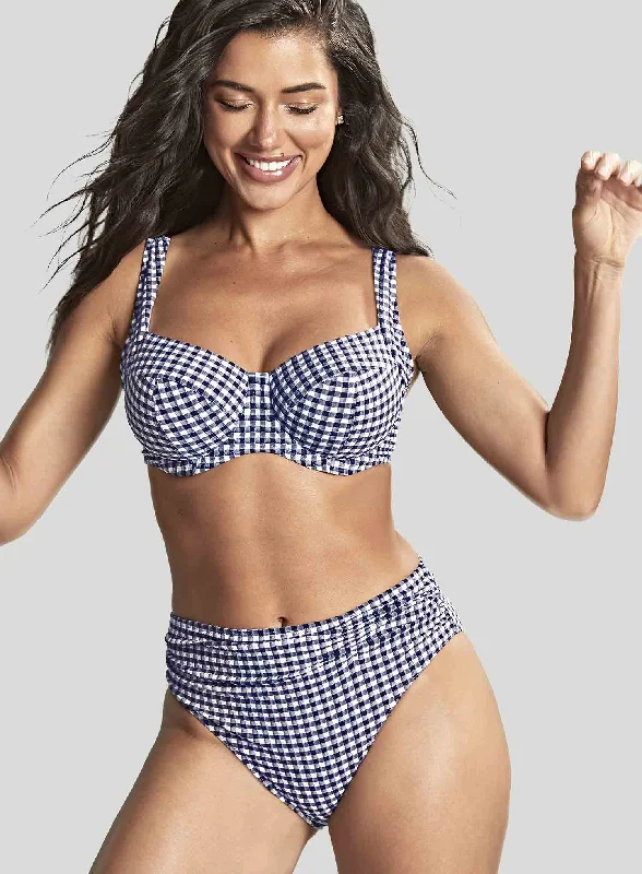 Panache Swimwear: Olivia Full Cup Bikini Top Navy Gingham