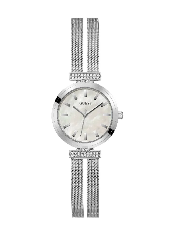 Silver Array Crystal Mesh Watch