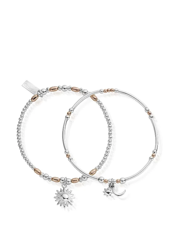 ChloBo Dusk To Dawn Set of 2 Bracelets, Rose Gold & Silver