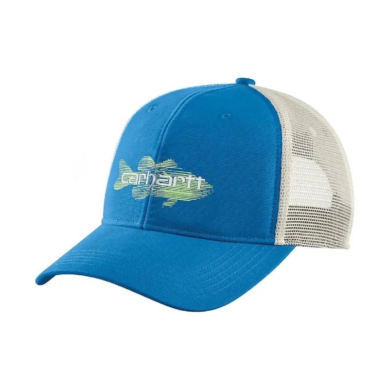 Carhartt Canvas Mesh Back Fish Graphic Cap - Azure Blue