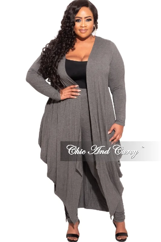 *Final Sale Plus Size 2-pc Set Duster and Leggings in Charcoal