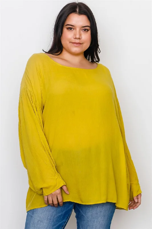 Boho Plus Size Lime Semi-Sheer Loose Top /2-2-2