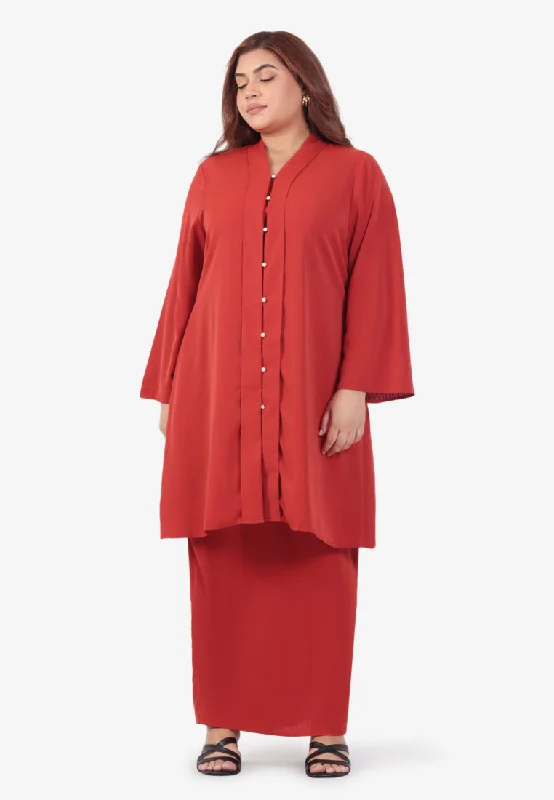 Kalima Raya Elegant Minimalist Kebarung Set - Red Orange