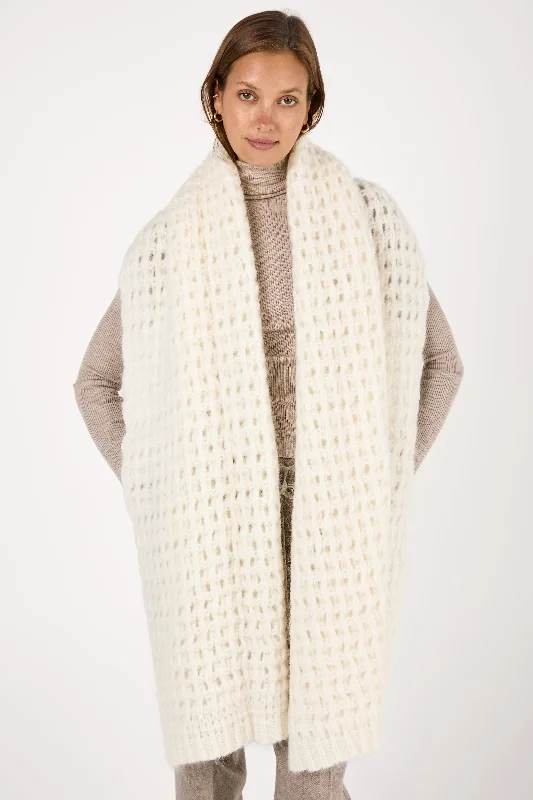 Oversized Knit Scarf in Panna