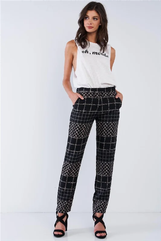 Black Tan Printed Relaxed Fit Slack Pant /2-2-2-1