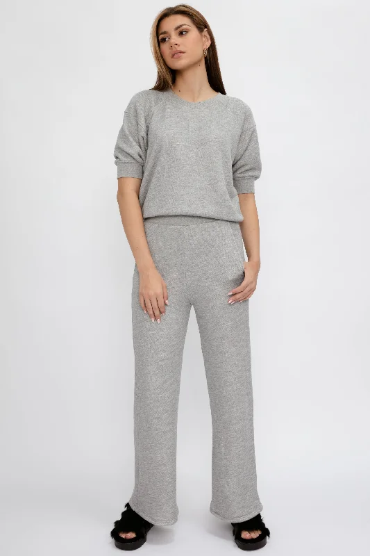 Delilah A-Line Pant in Heather Grey