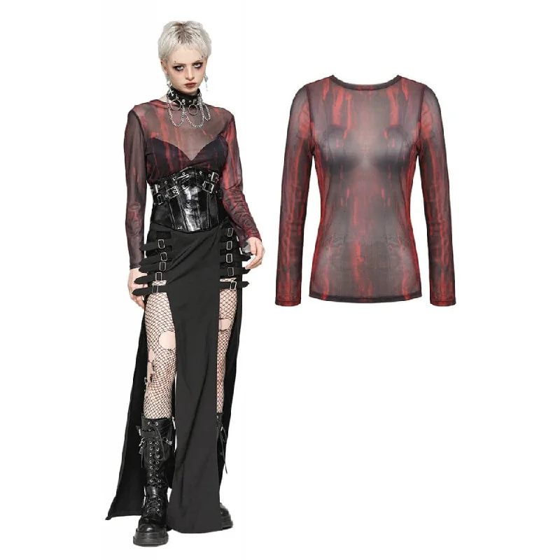 Women's Gothic Tie-dyed Sheer Mesh Top