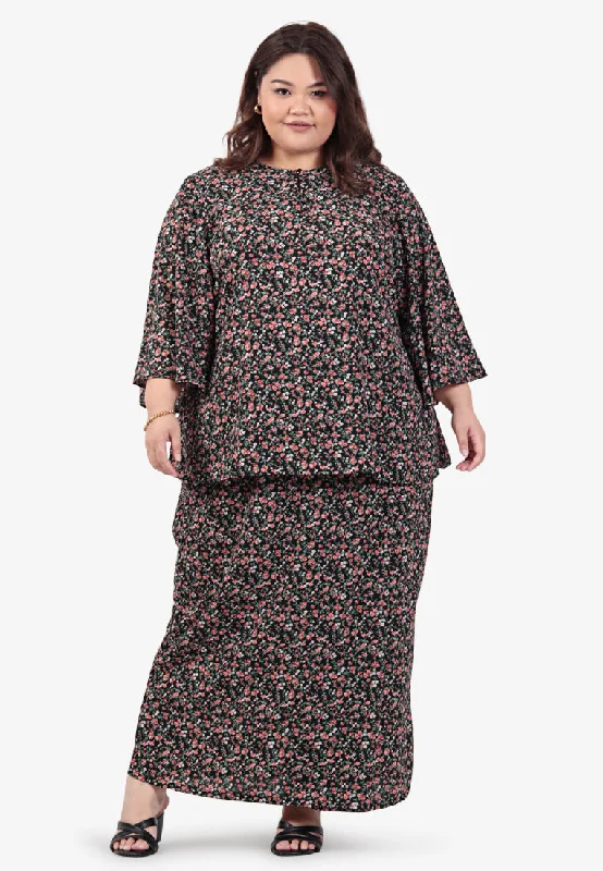 Kasandra Raya4All Printed 3/4 Sleeves Kurung Set - Black