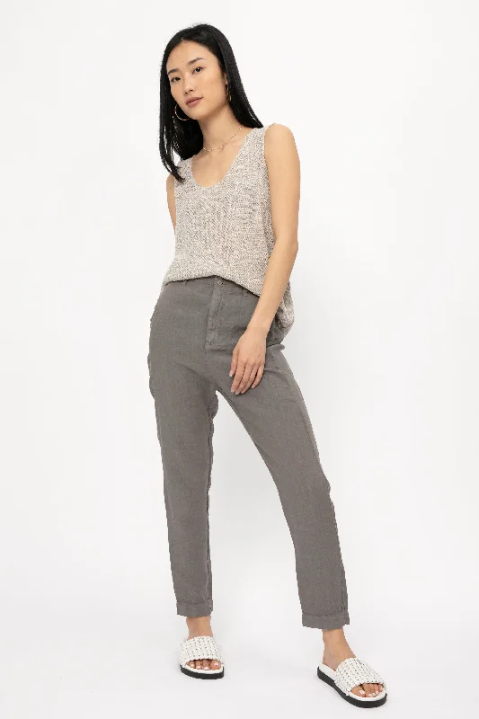 Linen Trouser Pant in Grey