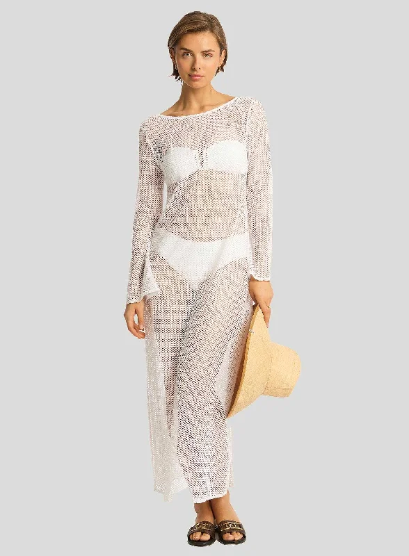 Sea Level: Surf Mesh Long Dress White