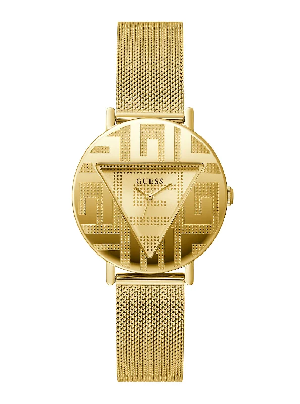 Gold Iconic Logo Mesh Watch