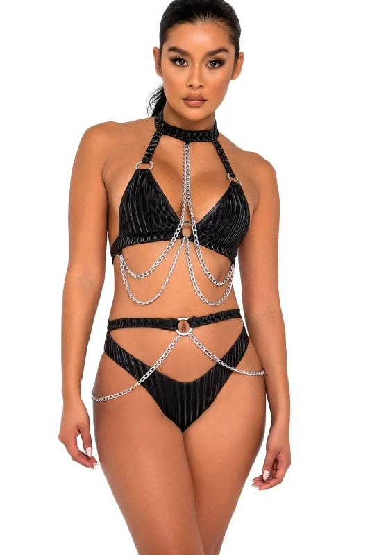 Bikini Top with Ring & Chain Detail