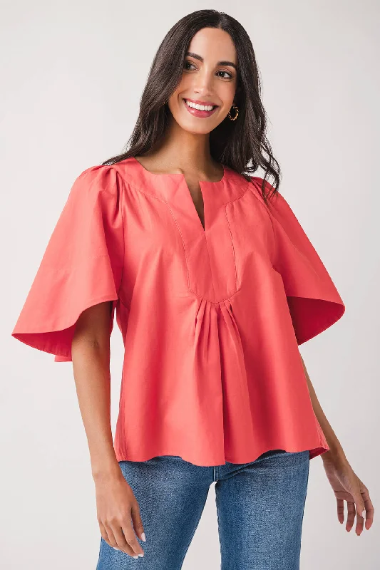 Fate Oversized Short Flutter Sleeve Vneck Top