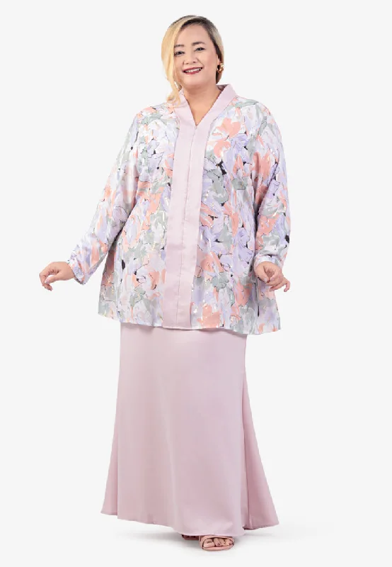 Kadeema Raya Printed Gold Flecks Kebaya Set - Lilac Pink