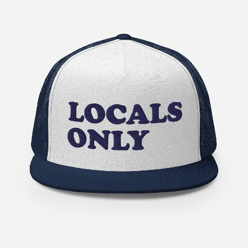 Locals Only Logo-Embroidered and Mesh Flat Bill Trucker Cap