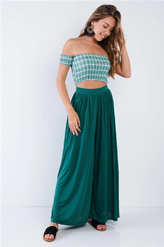 Forest Green Wide Leg Maxi Hipster High Waist Pant /3-2-1