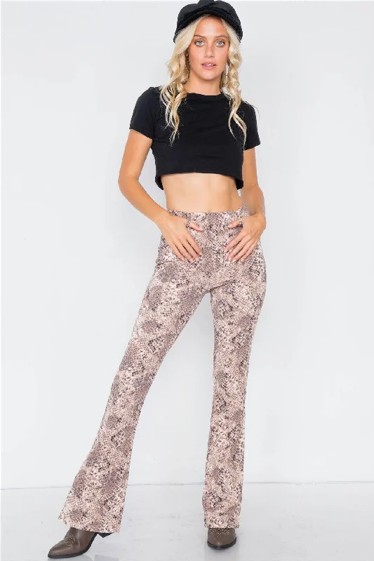 Snake Print High-Waist Flare Pant Leggings /3-2-1