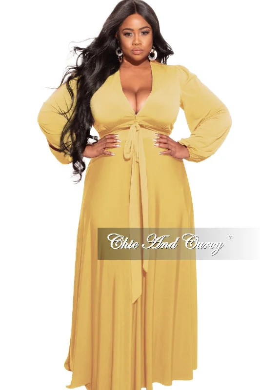 *Final Sale Plus Size 2Pc Maxi Skirt Set in Mustard