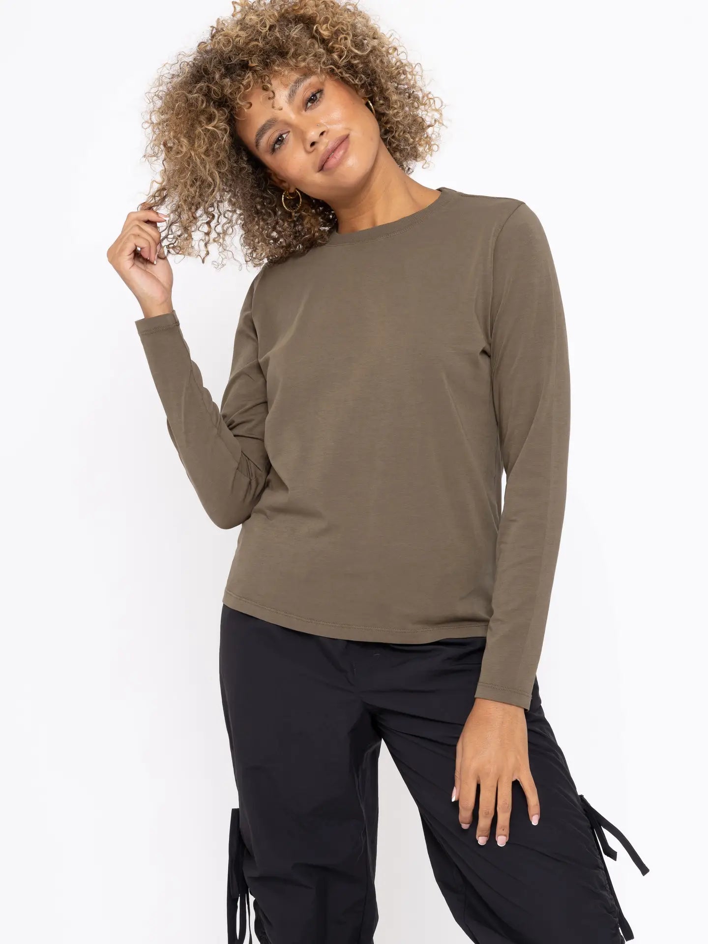 Pima Bliss Boyfriend Long Sleeve - Ivy Green