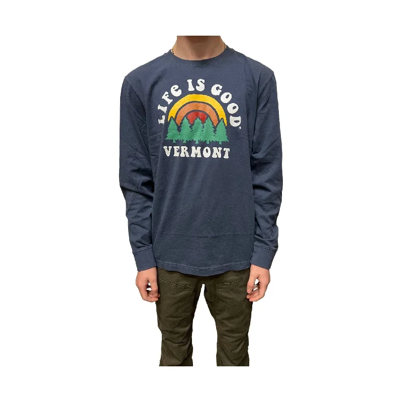 Life Is Good Men's Vermont Exclusive Long Sleeve Rainbow Pines - Dark Blue