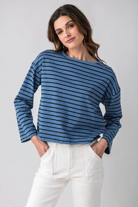 Mod Ref Striped Long Sleeve Boatneck Top