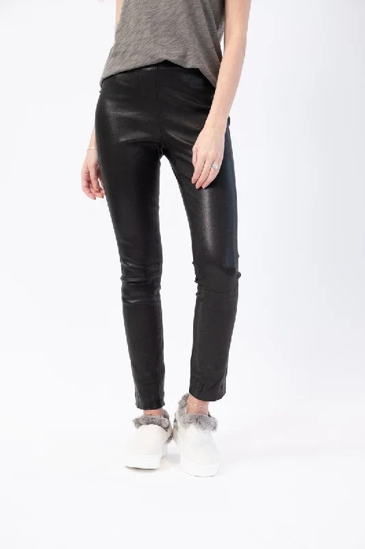 Simone Lamb Leather Pant in Black