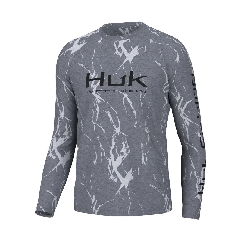 Huk Men's Kelp Wash Heather Pursuit Long Sleeve Top - Volcanic Ash Heather