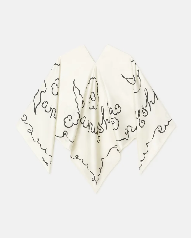 Sukey - Oversized Printed Silk Scarf - Cloud Creme