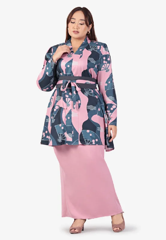 Jawhara Raya Japanese Print Kebarung Set - Pink