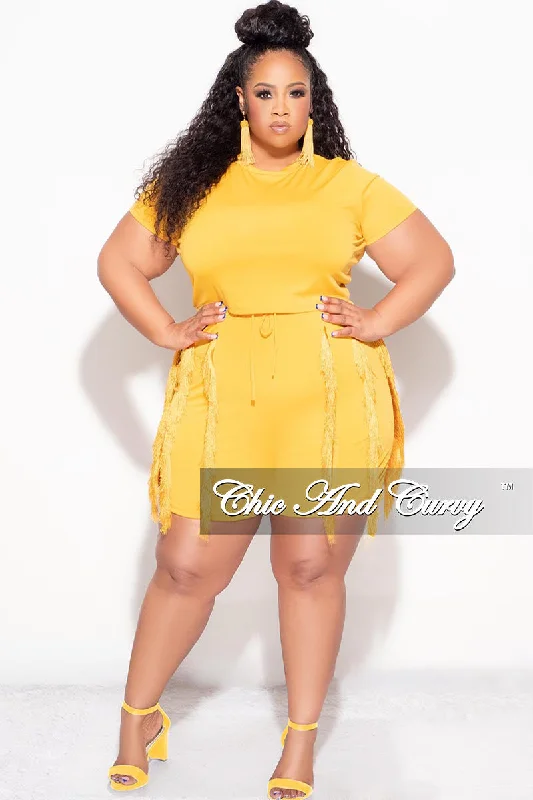 Final Sale Plus Size 2pc Tassel Set in Mustard