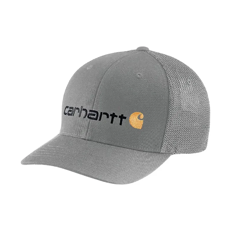 Carhartt Rugged Flex Fitted Canvas Mesh Back Logo Graphic Cap - Asphalt