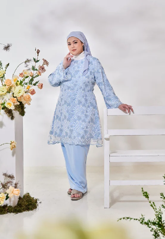 Rozana Pre-Raya Romance Collection Lace Kurung Set - Light Blue