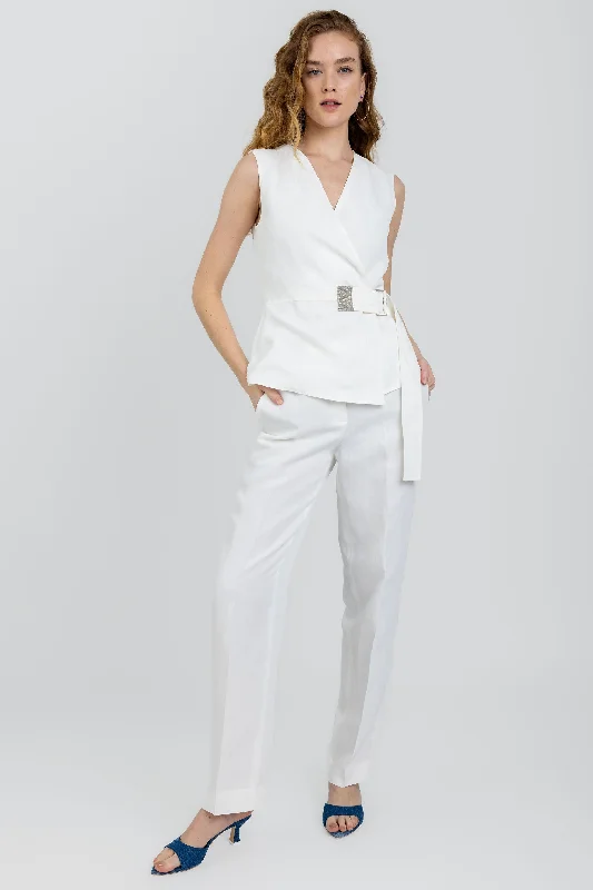 Linen Viscose Trouser Pant in Raffia