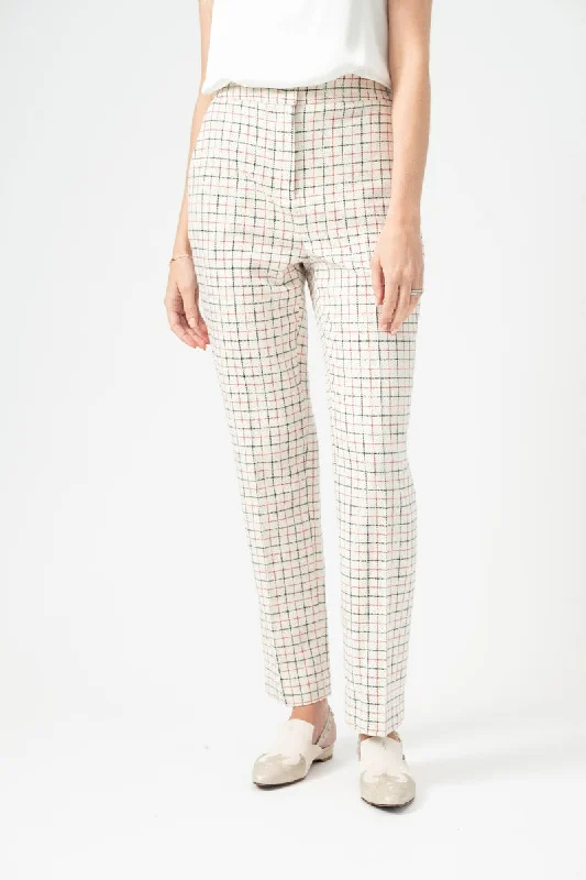 Poppy High Waisted Pant in Ivory Check