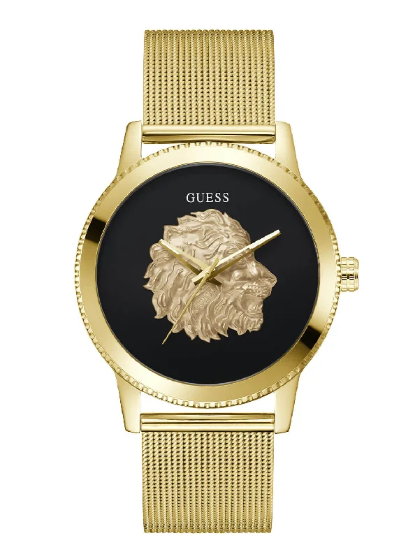 Gold Monarch Black Lion Mesh Watch