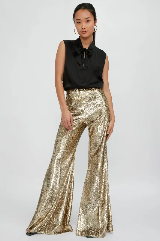 Encanto Lurex Velvet Flare Pant in Sol