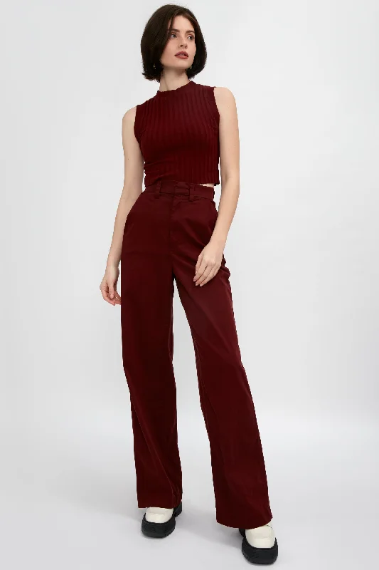 London Relaxed Pant in Wine