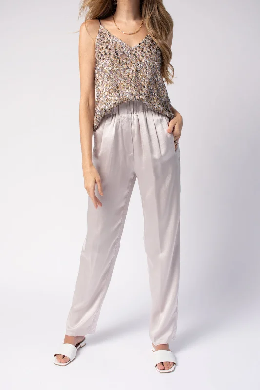 Cloquet Satin Silk Pant in Perla