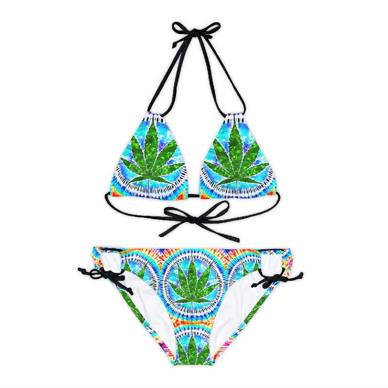 Tie dye THC Strappy Bikini Set (AOP)