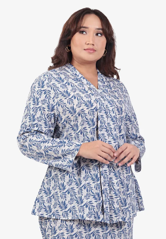 Khayla Raya4All Printed Kurung Kebaya Set - White Blue