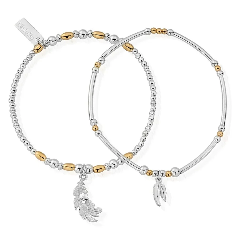 ChloBo Strength & Courage Set of 2 Bracelets, Silver & Gold