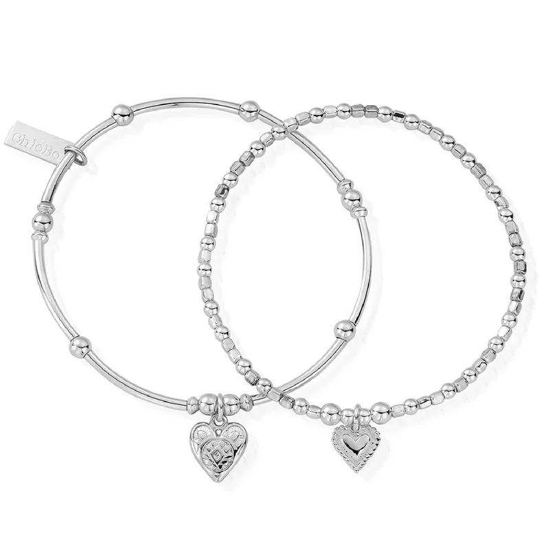 ChloBo Compassion Set of 2 Bracelets, Silver