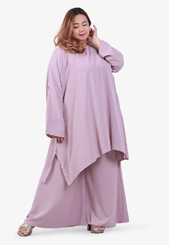 Veanna Vaccine-Friendly Sleeve Zip Kurung Pants Set - Light Pink