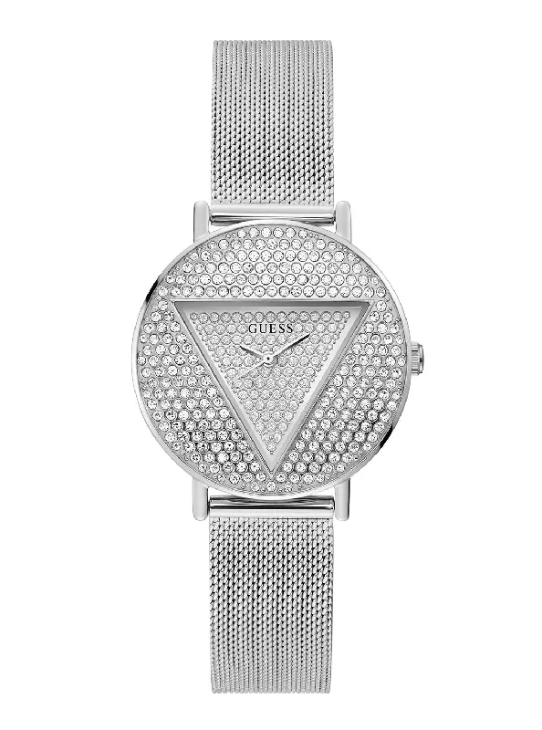 Silver Iconic Crystal Mesh Watch